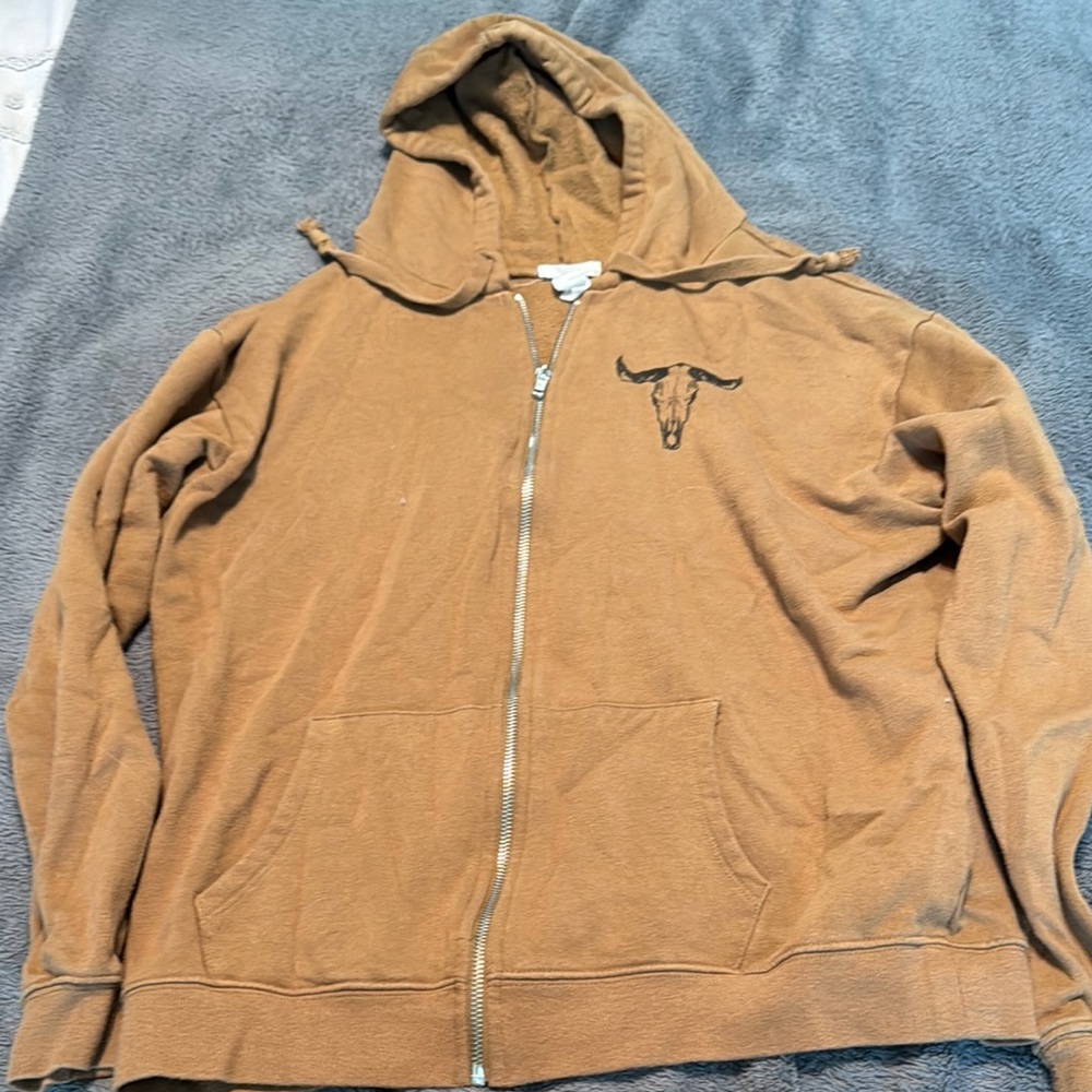 Full Tilt Tan Zip-Up Hoodie Sweater